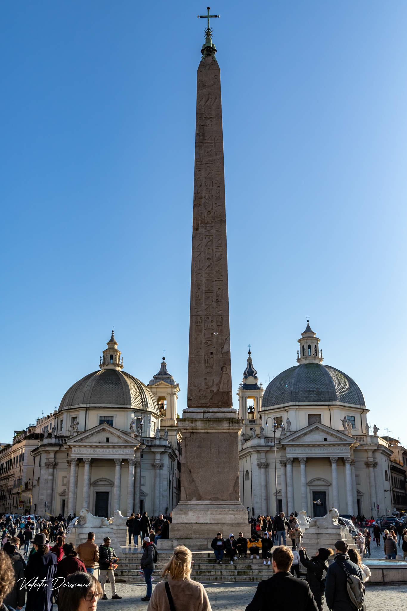 Obélisque Egyptien au lieu de la Piazza Del Popolo.